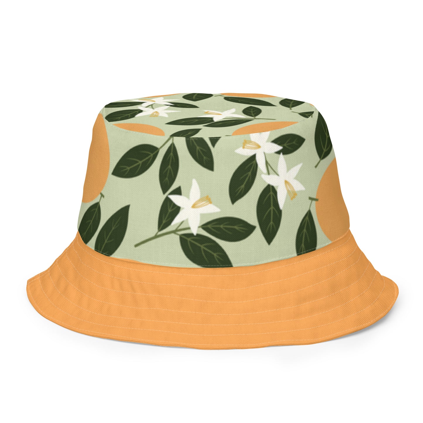 Flowers & Oranges Reversible Bucket Hat
